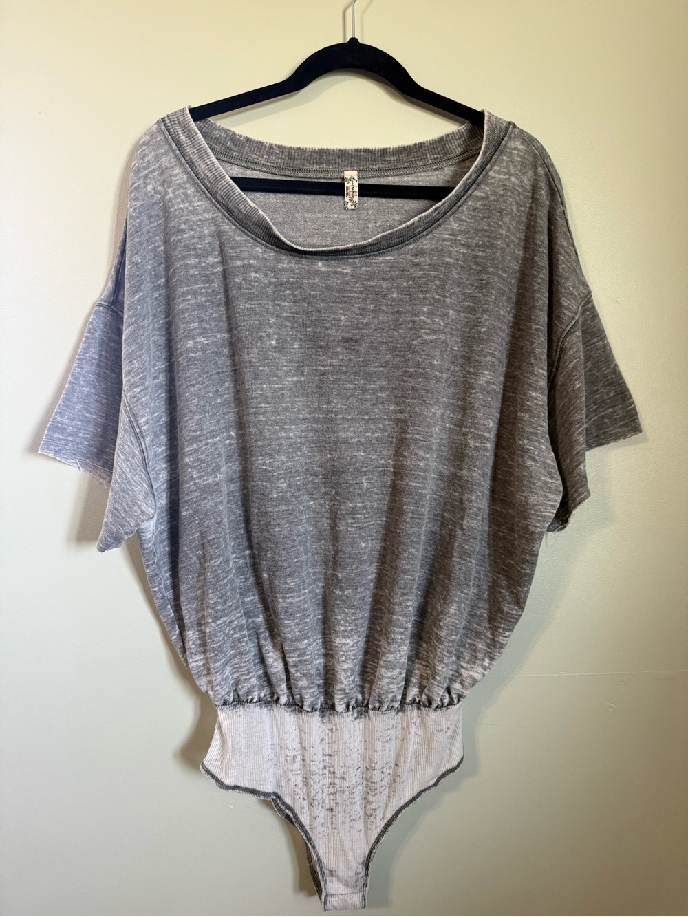 Free People Washed Gray Short-Sleeve Bodysuit